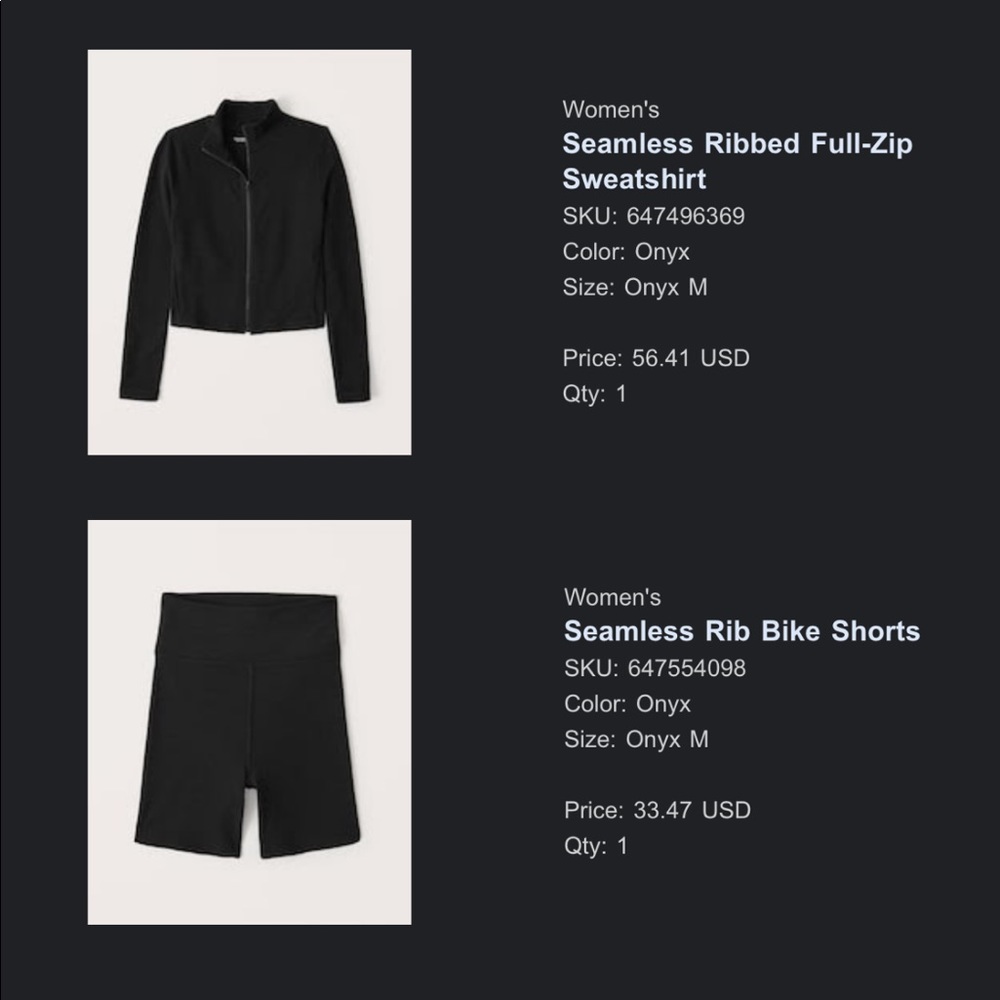 Black seamless ribbed set Abercrombie and Fitch